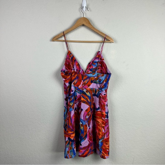 Farm Rio Colored Banana Wrap Mini Dress Linen - Picture 7 of 12